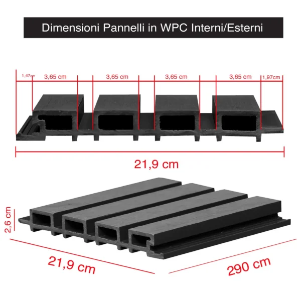 Pannello listelli in WPC | Black