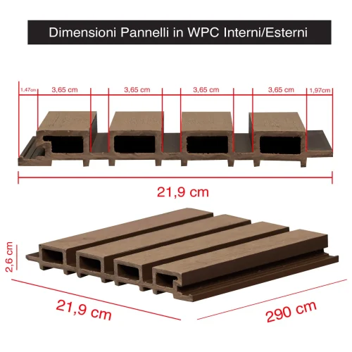 Pannello di rivestimento facciate esterne in WPC