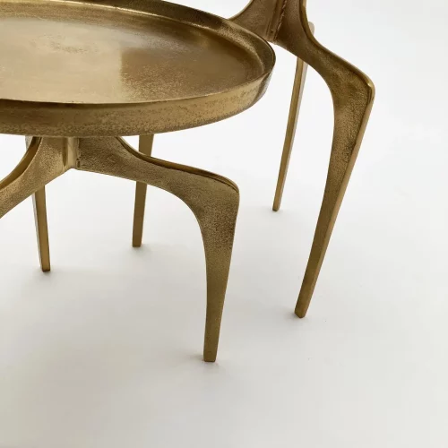 Set di 2 tavolini art deco in allumino coloro oro