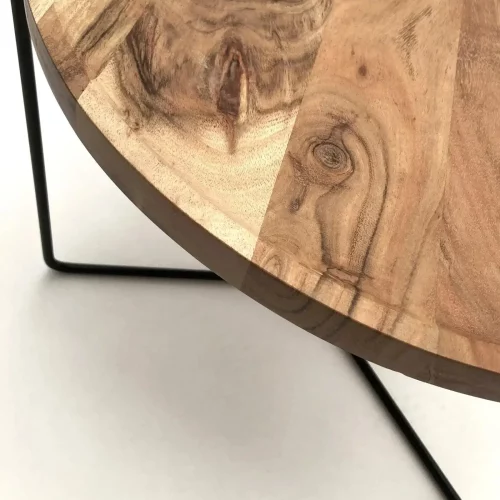 Tavolino rotondo in legno e ferro