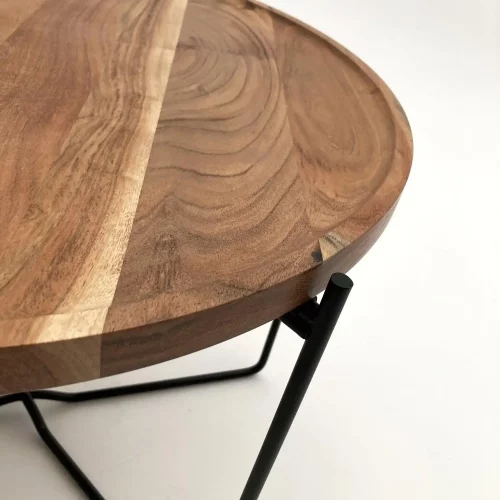 Tavolino rotondo in legno da salotto moderno